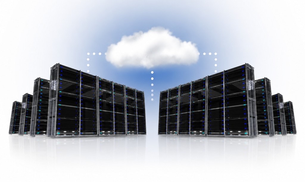 Illustration of DC-1 server racks converging on a cloud, representing the SECA Power Grid site plan.